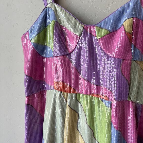 Hutch Dress Anthropologie Pastel Multicolor Sequined‎ Bustier Maxi Dress Size 8 - Picture 4 of 13
